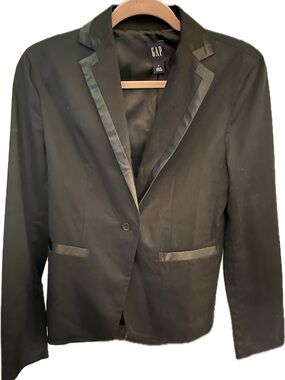 Vintage Black Blazer Satin Trim Tuxedo Style